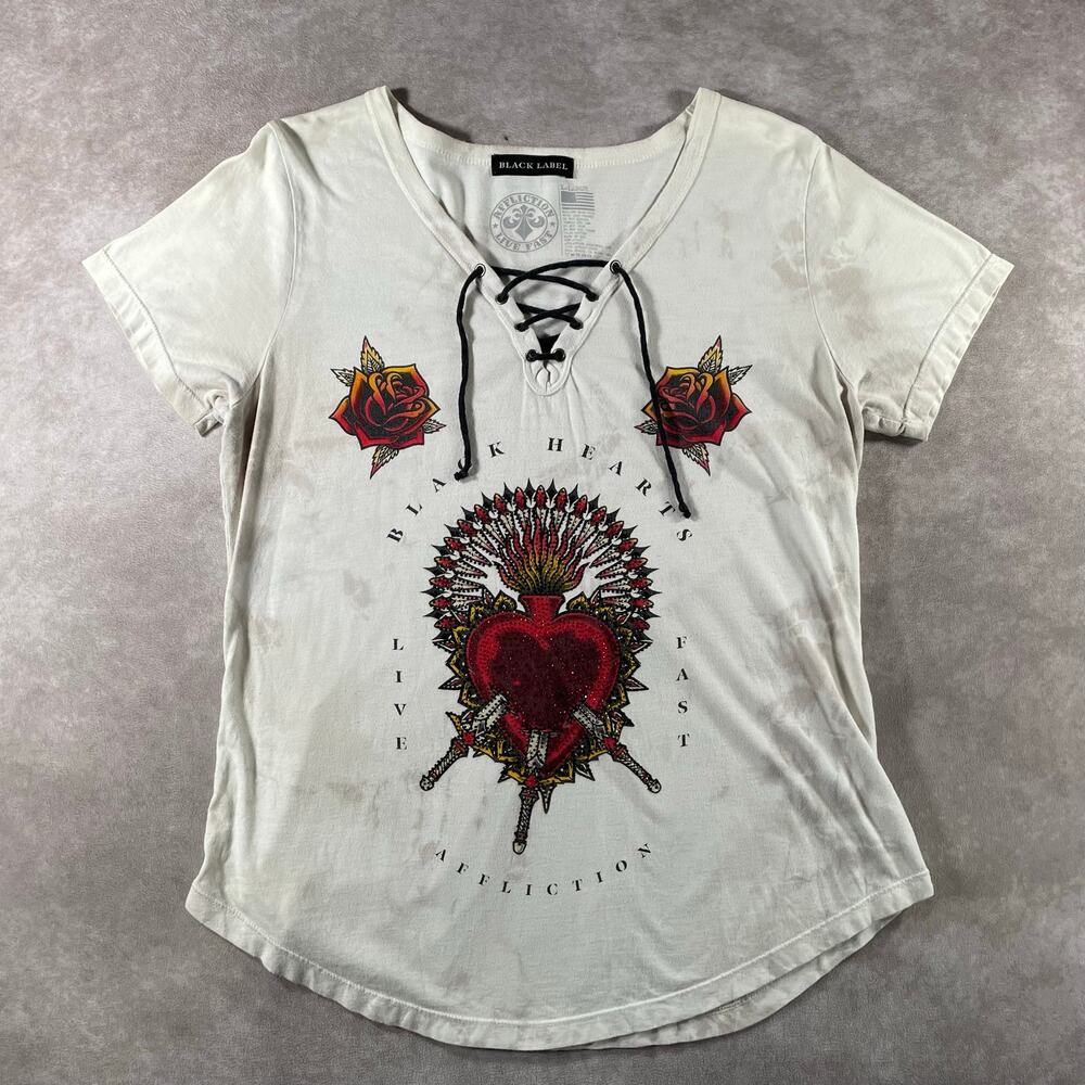 Women’s Affliction Black Label Roses XL Grunge Top